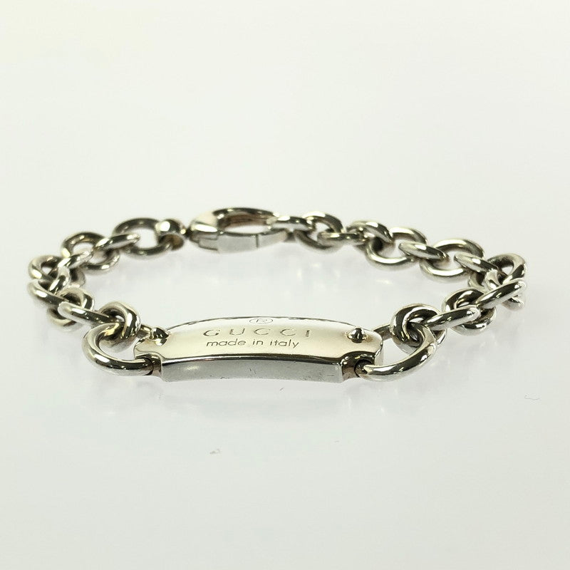 【中古品】【レディース】 GUCCI グッチ LOGO PLATE CHAIN BRACELET ロゴ プレート チェーン ブレスレット アクセサリー 182-260701-na-18-tagh サイズ：17 カラー：シルバー 万代Net店