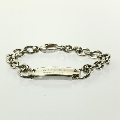 【中古品】【レディース】 GUCCI グッチ LOGO PLATE CHAIN BRACELET ロゴ プレート チェーン ブレスレット アクセサリー 182-260701-na-18-tagh サイズ：17 カラー：シルバー 万代Net店