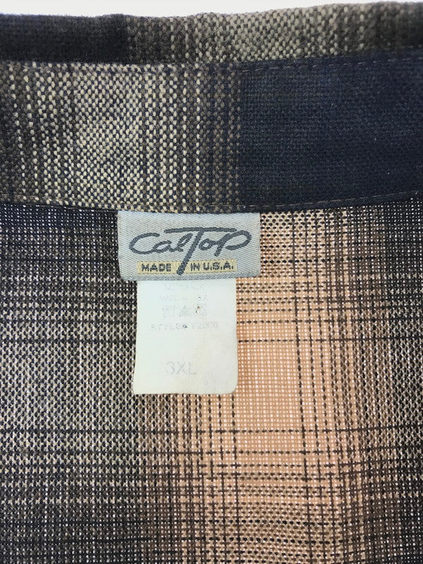 【中古品】【メンズ】 CAL TOP キャル トップ L/S OMBRE CHECK SHIRT ロングスリーブ オンブレ チェック シャツ 長袖シャツ USA製 トップス 146-260820-rt-09-tag サイズ：3XL カラー：ブラウン 万代Net店
