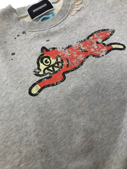 【中古品】【メンズ】 MINDSEEKER マインドシーカー × ICECREAM アイスクリーム RUNNING DOG SWEATSHIRT ICJP215SK002 ランニング ドッグ スウェットシャツ トレーナー 142-260711-na-12-tagh サイズ：L カラー：グレー 万代Net店