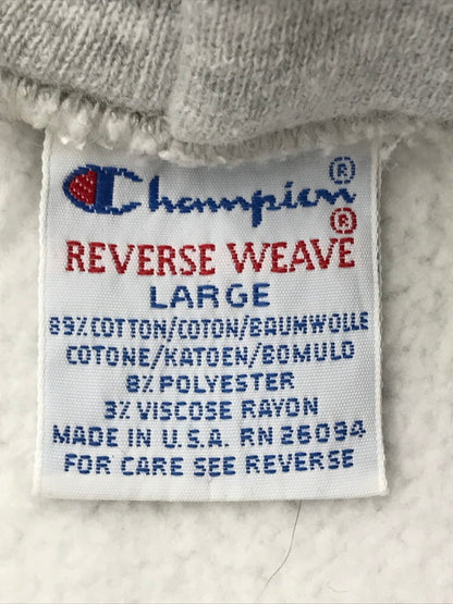【中古品】【メンズ】 CHAMPION チャンピオン 90's REVERSE WEAVE MCDONOGH HOODIE リバース ウィーブ プリント パーカー トップス 146-260704-rt-01-tag サイズ：L カラー：グレー 万代Net店
