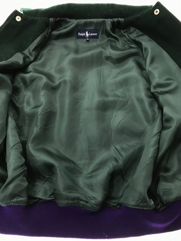 【中古品】【メンズ】 RALPH LAUREN ラルフローレン 80'S WOOL VARSITY JACKET 80年代 バーシティー ジャケット アウター 146-260707-na-09-tagh サイズ：M カラー：グリーン/グレー 万代Net店