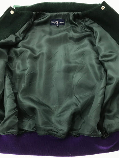 【中古品】【メンズ】 RALPH LAUREN ラルフローレン 80'S WOOL VARSITY JACKET 80年代 バーシティー ジャケット アウター 146-260707-na-09-tagh サイズ：M カラー：グリーン/グレー 万代Net店