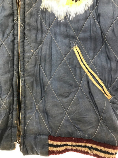 【現状渡し品】【メンズ】 TAILOR TOYO テーラー東洋 REVERSIBLE SOUVENIR JACKET TT10797 リバーシブル スーベニア ジャケット 硫黄島×虎×鷹 別珍 サテン スカジャン アウター 145-260707-na-07-tagh サイズ：中 カラー：ネイビー/ブルー 万代Net店