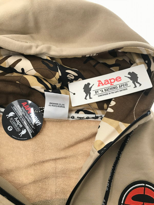 【中古美品】【メンズ】 AAPE BY A BATHING APE エーエイプ バイ ア ベイシング エイプ ZIP UP HOODIE ジップアップフーディー 半袖 トップス 142-260714-YY-16-tagh サイズ：L カラー：ベージュ 万代Net店