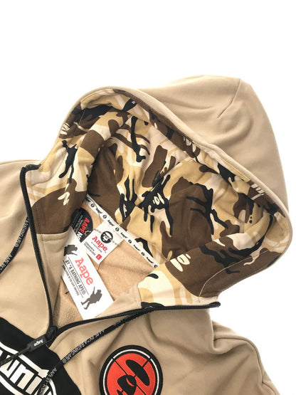 【中古美品】【メンズ】 AAPE BY A BATHING APE エーエイプ バイ ア ベイシング エイプ ZIP UP HOODIE ジップアップフーディー 半袖 トップス 142-260714-YY-16-tagh サイズ：L カラー：ベージュ 万代Net店