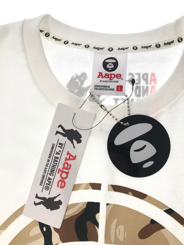 【中古美品】【メンズ】 AAPE BY A BATHING APE エーエイプ バイ ア ベイシング エイプ LOGO S/S T-SHIRT ロゴ ショートスリーブ Tシャツ 半袖 トップス 142-260714-YY-11-tagh サイズ：L カラー：ホワイト 万代Net店