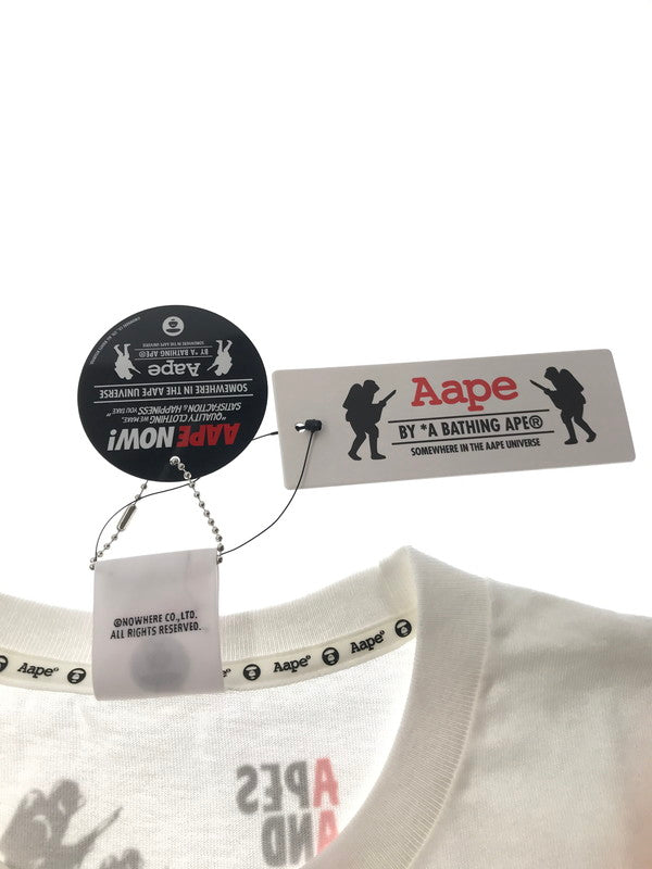 【中古美品】【メンズ】 AAPE BY A BATHING APE エーエイプ バイ ア ベイシング エイプ LOGO S/S T-SHIRT ロゴ ショートスリーブ Tシャツ 半袖 トップス 142-260714-YY-11-tagh サイズ：L カラー：ホワイト 万代Net店