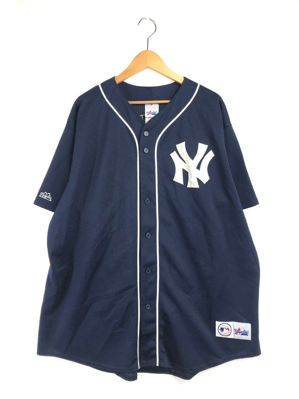 【中古品】【メンズ】 MAJESTIC マジェスティック NEW YORK YANKEES JETER BASEBALL SHIRT USA製 ニューヨーク ヤンキース ベースボール シャツ トップス 146-260705-rt-11-tag サイズ：2X カラー：ネイビー 万代Net店