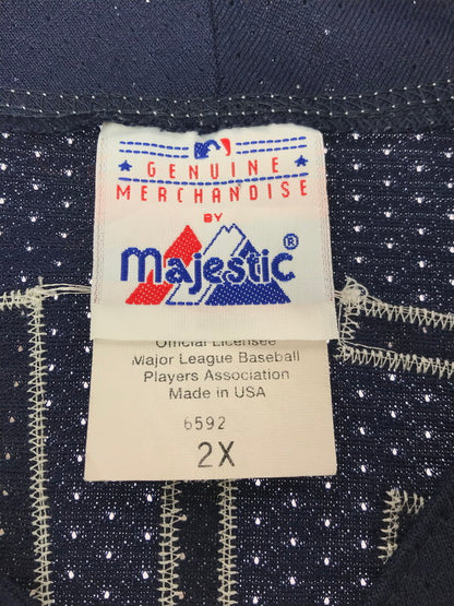 【中古品】【メンズ】 MAJESTIC マジェスティック NEW YORK YANKEES JETER BASEBALL SHIRT USA製 ニューヨーク ヤンキース ベースボール シャツ トップス 146-260705-rt-11-tag サイズ：2X カラー：ネイビー 万代Net店