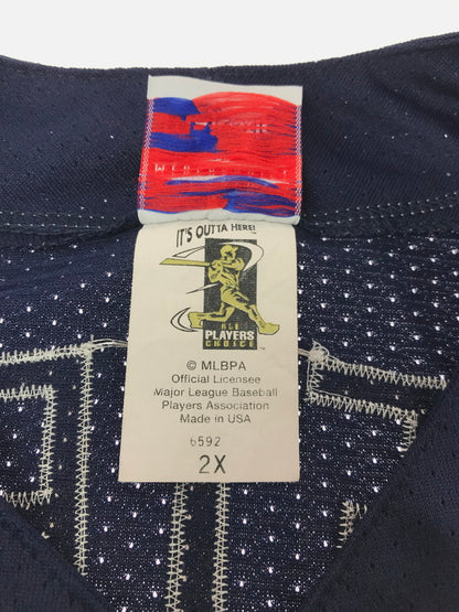【中古品】【メンズ】 MAJESTIC マジェスティック NEW YORK YANKEES JETER BASEBALL SHIRT USA製 ニューヨーク ヤンキース ベースボール シャツ トップス 146-260705-rt-11-tag サイズ：2X カラー：ネイビー 万代Net店