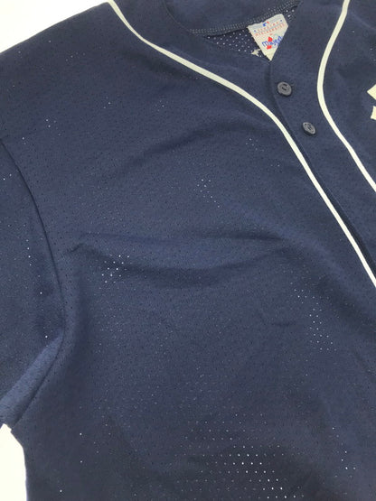 【中古品】【メンズ】 MAJESTIC マジェスティック NEW YORK YANKEES JETER BASEBALL SHIRT USA製 ニューヨーク ヤンキース ベースボール シャツ トップス 146-260705-rt-11-tag サイズ：2X カラー：ネイビー 万代Net店