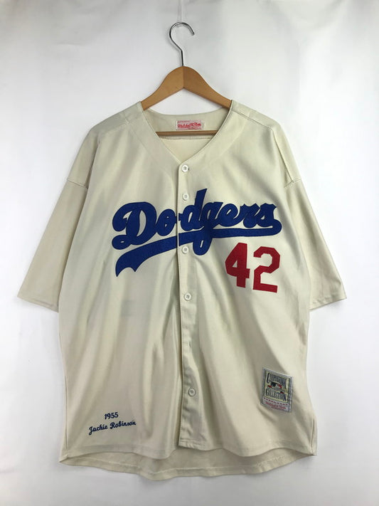 【中古品】【メンズ】 MITCHELL&NESS ミッチェル&ネス LOS ANGELES DODGERS JACKIE ROBINSON 42 BASEBALL SHIRT ベースボール シャツ トップス 146-260705-rt-12-tag サイズ：不明 下記参照 カラー：アイボリー 万代Net店