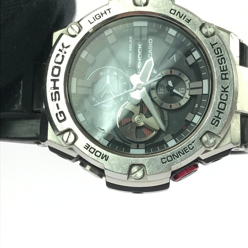 【現状渡し品】【メンズ】 G-SHOCK ANALOG SOLAR BLUETOOTH WATCH GST-B100-1AF Gスティール アナログ ソーラー ブルートゥース ウォッチ 腕時計 時計 196-260710-ki-07-tagh カラー：ブラック/シルバー 万代Net店