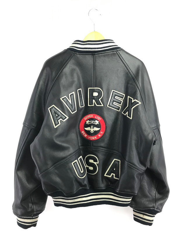 【中古品】【メンズ】 AVIREX アヴィレックス LEATHER VARSITY JACKET レザー バーシティージャケット アウター 145-260707-na-15-tagh サイズ：M カラー：ブラック 万代Net店