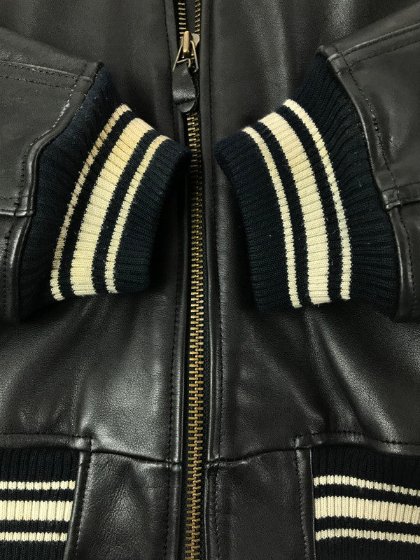 【中古品】【メンズ】 AVIREX アヴィレックス LEATHER VARSITY JACKET レザー バーシティージャケット アウター 145-260707-na-15-tagh サイズ：M カラー：ブラック 万代Net店