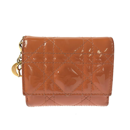 【現状渡し品】【レディース】 CHRISTIAN DIOR LADY DIOR LOTUS WALLET レディ ディオール ロータス ウォレット 三つ折り財布 財布 181-260710-ki-01-tagh カラー：コーラルピンク 万代Net店