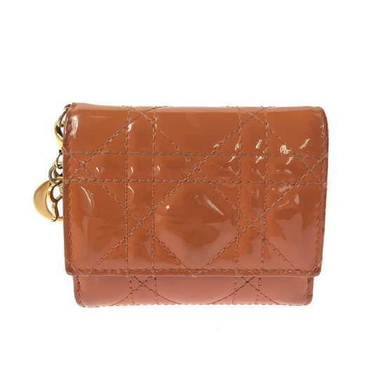 【現状渡し品】【レディース】 CHRISTIAN DIOR LADY DIOR LOTUS WALLET レディ ディオール ロータス ウォレット 三つ折り財布 財布 181-260710-ki-01-tagh カラー：コーラルピンク 万代Net店