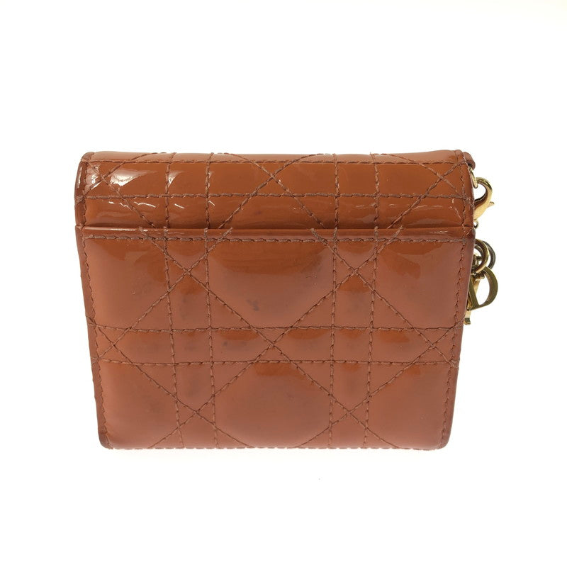 【現状渡し品】【レディース】 CHRISTIAN DIOR LADY DIOR LOTUS WALLET レディ ディオール ロータス ウォレット 三つ折り財布 財布 181-260710-ki-01-tagh カラー：コーラルピンク 万代Net店
