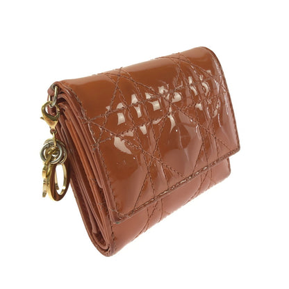 【現状渡し品】【レディース】 CHRISTIAN DIOR LADY DIOR LOTUS WALLET レディ ディオール ロータス ウォレット 三つ折り財布 財布 181-260710-ki-01-tagh カラー：コーラルピンク 万代Net店