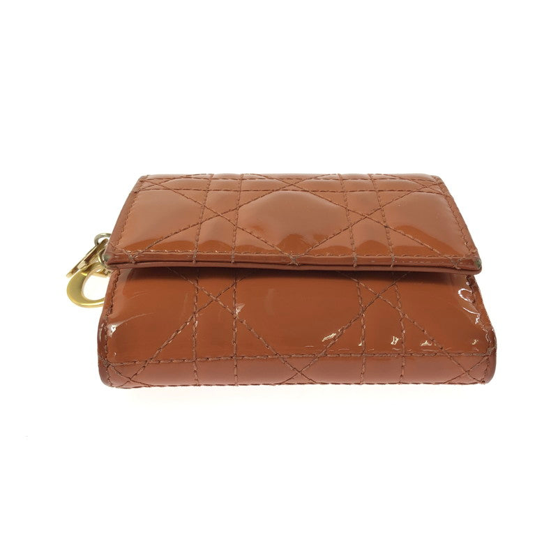 【現状渡し品】【レディース】 CHRISTIAN DIOR LADY DIOR LOTUS WALLET レディ ディオール ロータス ウォレット 三つ折り財布 財布 181-260710-ki-01-tagh カラー：コーラルピンク 万代Net店