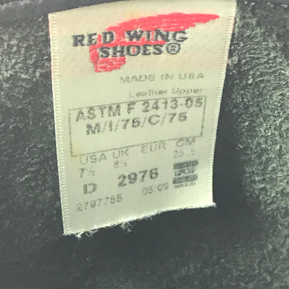 【中古品】【メンズ】 RED WING レッドウィング 8INCH SHORT ENGINEER BOOTS 2976 8インチ ショート エンジニア ブーツ 靴 164-260706-na-11-tagh サイズ：25.5cm US 7 1/2 カラー：BLACK 万代Net店