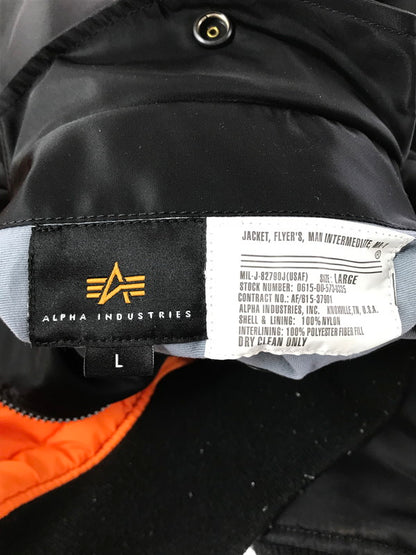 【中古品】【メンズ】 ALPHA INDUSTRIES アルファ インダストリーズ MA-1 FLIGHT JACKET 0615-00-573-8335 フライトジャケット アウター 145-260707-na-14-tagh サイズ：L カラー：ブラック 万代Net店