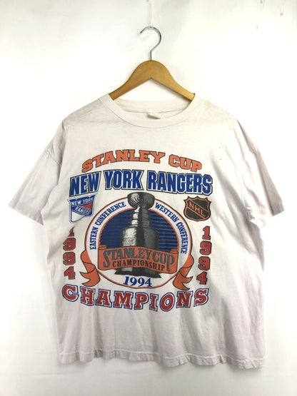 【現状渡し品】【メンズ】 NHL ナショナル・ホッケー・リーグ 1994 STANLEY CUP NEW YORK RANGERS T-SHIRT スタンレー カップ ニューヨーク レンジャーズ Tシャツ トップス 146-260823-rt-02-tagh サイズ：L カラー：ホワイト 万代Net店