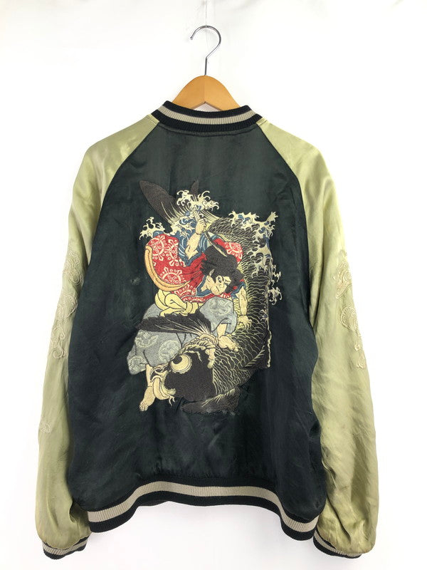 【現状渡し品】【メンズ】 花旅楽団 ハナタビ ガクダン SOUVENIR JACKET 鬼若丸の鯉退治 スーベニア ジャケット ライトアウター 145-260716-rt-13-tagh サイズ：L カラー：グリーン/ベージュ 万代Net店