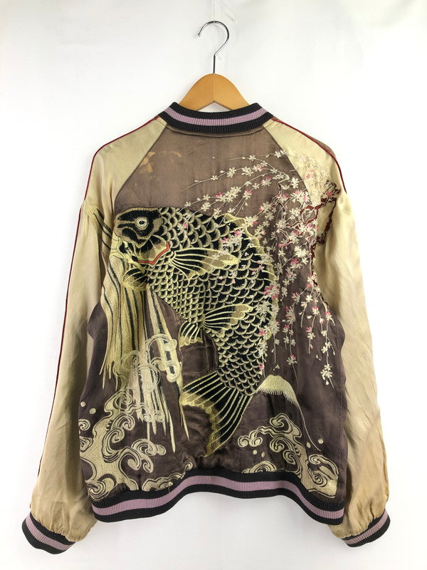 【現状渡し品】【メンズ】 花旅楽団 ハナタビ ガクダン SOUVENIR JACKET 鬼若丸の鯉退治 スーベニア ジャケット ライトアウター 145-260716-rt-13-tagh サイズ：L カラー：グリーン/ベージュ 万代Net店