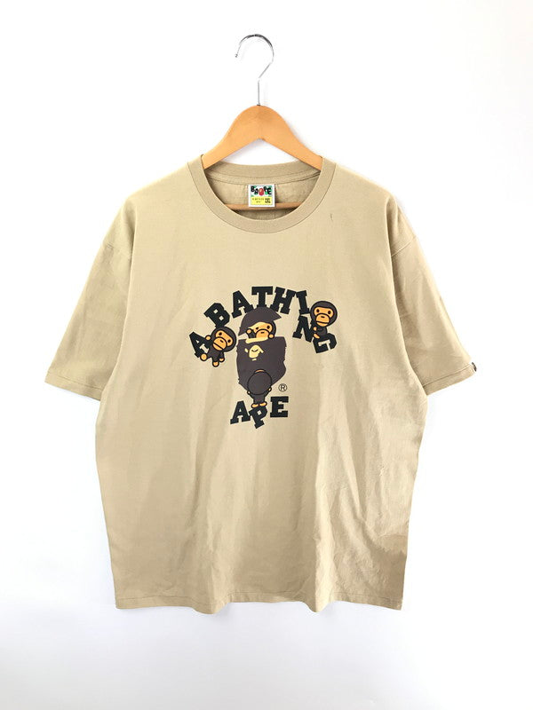 【中古品】【メンズ】 A BATHING APE ア ベイシング エイプ COLLEGE MILO TEE 002TEJ801001M カレッジ ミロ Tシャツ トップス 142-260719-rt-30-tagh サイズ：2XL カラー：ベージュ 万代Net店