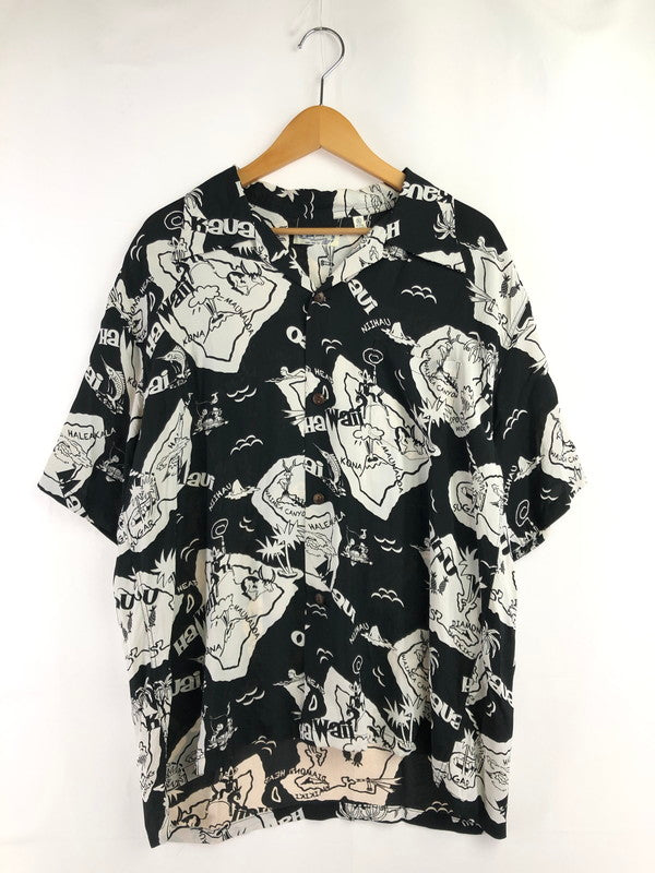 【中古品】【メンズ】 SUN SURF サンサーフ SHOWING HAWAIIAN ISLAND RAYON HAWAIIAN SHIRT SS39012 レーヨン ハワイアン シャツ トップス 145-260716-rt-12-tagh サイズ：XL カラー：ブラック/ホワイト 万代Net店