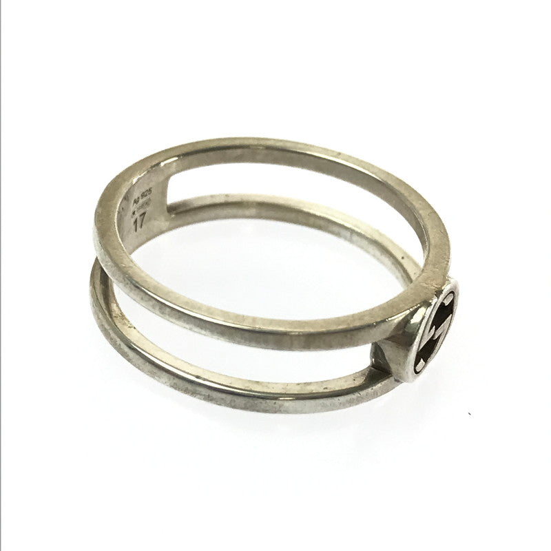 【中古品】【メンズ】 GUCCI グッチ INTERLOCKING G DOUBLE BAND RING インターロッキング G ダブルバンド リング 指輪 アクセサリー 183-260711-na-02-tagh サイズ：17 カラー：シルバー 万代Net店