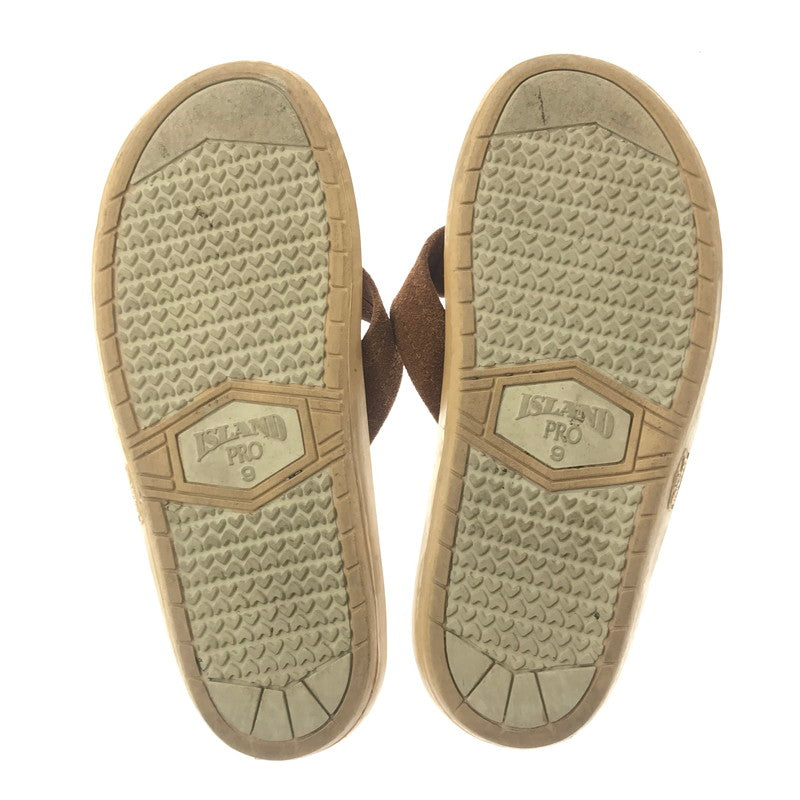 【中古品】【メンズ】 ISLAND SLIPPER アイランド スリッパ HAWAII SUEDE LEATHER SANDALS ハワイ スエード レザー サンダル 靴 165-260717-rt-10-tagh サイズ：9 カラー：ブラウン 万代Net店