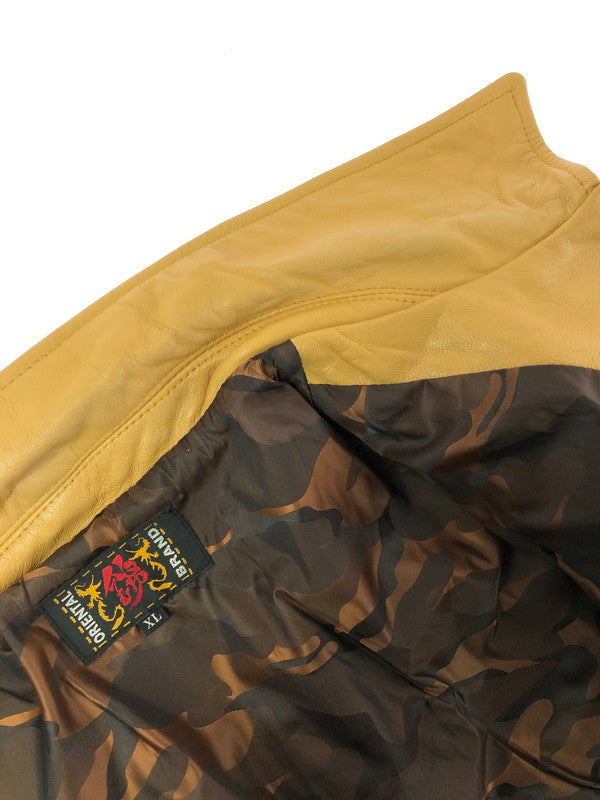 【中古品】【メンズ】 錦 ニシキ FLOWER EMBROIDERY GOAT LEATHER JACKET 刺繍 入り レザー ジャケット アウター 145-260714-rt-01-tag サイズ：Xl カラー：キャメル 万代Net店