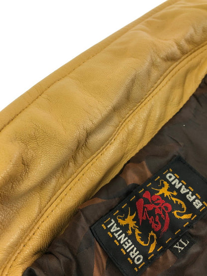 【中古品】【メンズ】 錦 ニシキ FLOWER EMBROIDERY GOAT LEATHER JACKET 刺繍 入り レザー ジャケット アウター 145-260714-rt-01-tag サイズ：Xl カラー：キャメル 万代Net店