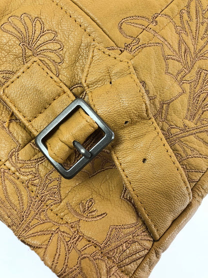 【中古品】【メンズ】 錦 ニシキ FLOWER EMBROIDERY GOAT LEATHER JACKET 刺繍 入り レザー ジャケット アウター 145-260714-rt-01-tag サイズ：Xl カラー：キャメル 万代Net店