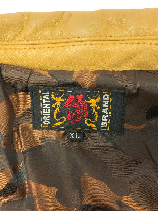 【中古品】【メンズ】 錦 ニシキ FLOWER EMBROIDERY GOAT LEATHER JACKET 刺繍 入り レザー ジャケット アウター 145-260714-rt-01-tag サイズ：Xl カラー：キャメル 万代Net店