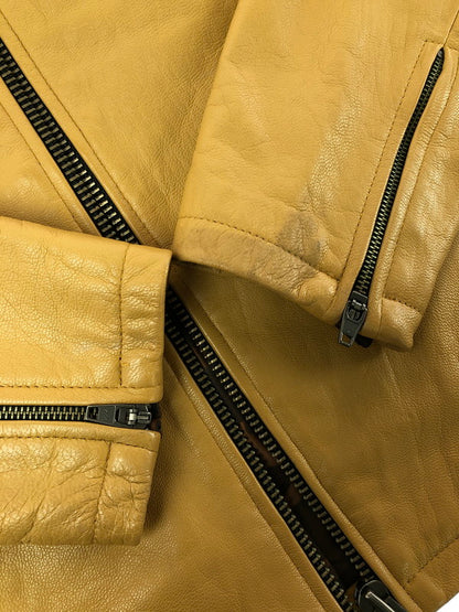 【中古品】【メンズ】 錦 ニシキ FLOWER EMBROIDERY GOAT LEATHER JACKET 刺繍 入り レザー ジャケット アウター 145-260714-rt-01-tag サイズ：Xl カラー：キャメル 万代Net店