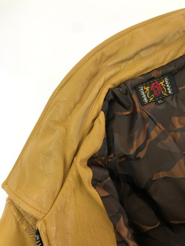 【中古品】【メンズ】 錦 ニシキ FLOWER EMBROIDERY GOAT LEATHER JACKET 刺繍 入り レザー ジャケット アウター 145-260714-rt-01-tag サイズ：Xl カラー：キャメル 万代Net店