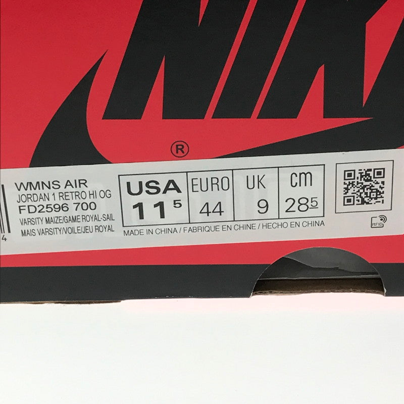 【中古品】【メンズ】 NIKE ナイキ WOMEN'S AIR JORDAN 1 HIGH OG GAME ROYAL AND VARSITY MAIZE スニーカー 靴 160-260719-rt-23-tagh サイズ：28.5cm US11.5 カラー：VARSITY MAZE/GAME ROYAL-SAIL 万代Net店
