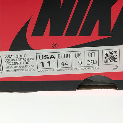 【中古品】【メンズ】 NIKE ナイキ WOMEN'S AIR JORDAN 1 HIGH OG GAME ROYAL AND VARSITY MAIZE スニーカー 靴 160-260719-rt-23-tagh サイズ：28.5cm US11.5 カラー：VARSITY MAZE/GAME ROYAL-SAIL 万代Net店