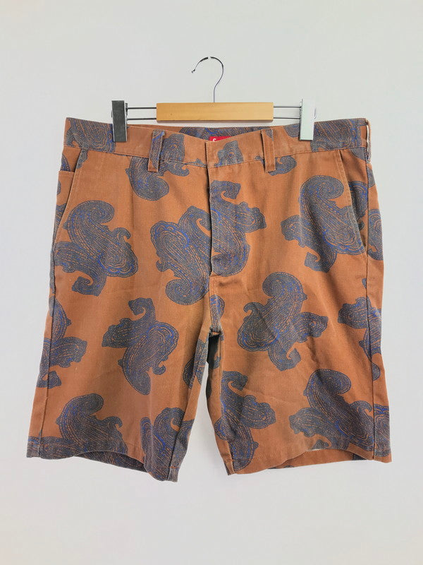 【中古品】【メンズ】 SUPREME シュプリーム 14SS PAISLEY WORK SHORT ペイズリー ワーク ショートパンツ ボトムス 149-260719-rt-17-tagh サイズ：36 カラー：ブラウン 万代Net店
