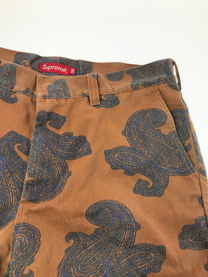 【中古品】【メンズ】 SUPREME シュプリーム 14SS PAISLEY WORK SHORT ペイズリー ワーク ショートパンツ ボトムス 149-260719-rt-17-tagh サイズ：36 カラー：ブラウン 万代Net店