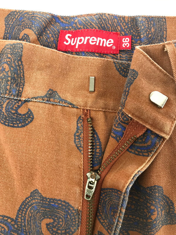 【中古品】【メンズ】 SUPREME シュプリーム 14SS PAISLEY WORK SHORT ペイズリー ワーク ショートパンツ ボトムス 149-260719-rt-17-tagh サイズ：36 カラー：ブラウン 万代Net店