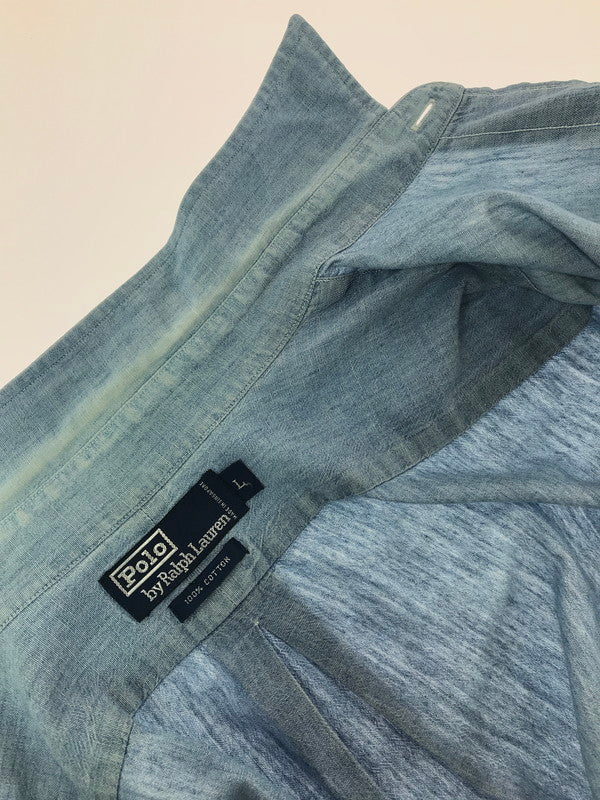 【中古品】【メンズ】 POLO RALPH LAUREN ポロ・ラルフローレン 90's L/S CHAMBRAY WORK SHIRT 90年代 ロングスリーブ シャンブレー ワーク シャツ トップス 146-260717-rt-13-tagh サイズ：L カラー：ブルー 万代Net店