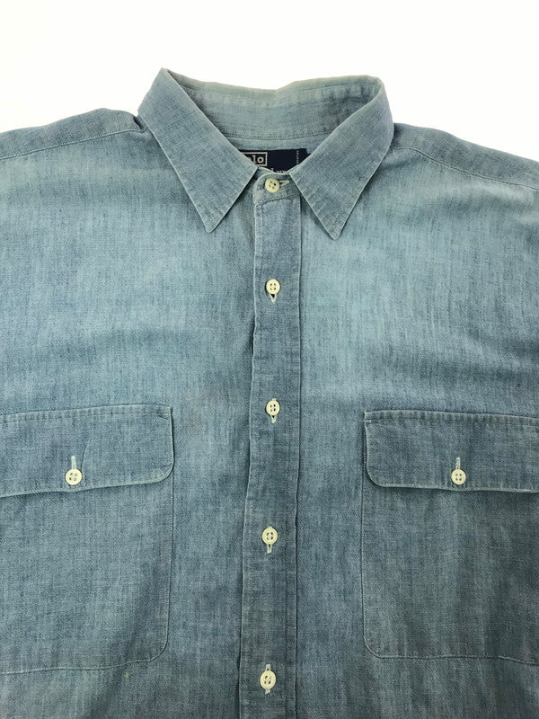 【中古品】【メンズ】 POLO RALPH LAUREN ポロ・ラルフローレン 90's L/S CHAMBRAY WORK SHIRT 90年代 ロングスリーブ シャンブレー ワーク シャツ トップス 146-260717-rt-13-tagh サイズ：L カラー：ブルー 万代Net店