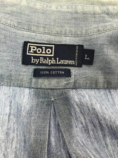 【中古品】【メンズ】 POLO RALPH LAUREN ポロ・ラルフローレン 90's L/S CHAMBRAY WORK SHIRT 90年代 ロングスリーブ シャンブレー ワーク シャツ トップス 146-260717-rt-13-tagh サイズ：L カラー：ブルー 万代Net店