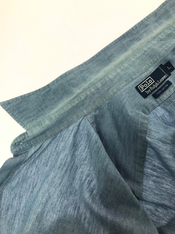 【中古品】【メンズ】 POLO RALPH LAUREN ポロ・ラルフローレン 90's L/S CHAMBRAY WORK SHIRT 90年代 ロングスリーブ シャンブレー ワーク シャツ トップス 146-260717-rt-13-tagh サイズ：L カラー：ブルー 万代Net店