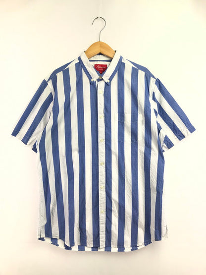 【中古品】【メンズ】 SUPREME シュプリーム 12SS TLARGE STRIPED SHIRT ストライプ シャツ 半袖シャツ トップス 149-260719-rt-15-tagh サイズ：L カラー：ブルー 万代Net店